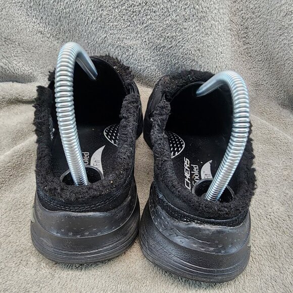 Skechers Shoes Womens 7.5 Black Leather & Textile Arch Fit Slip On Sneaker Clog - Picture 5 of 10